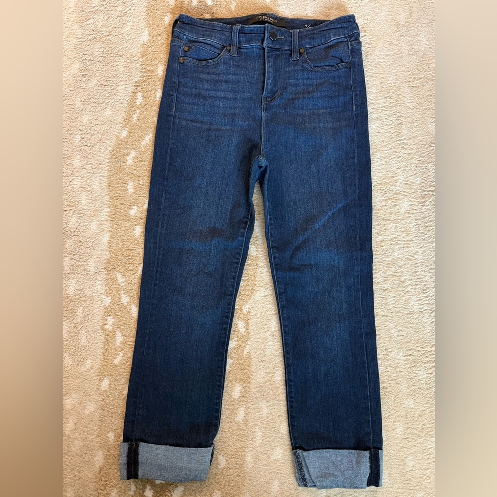 Liverpool Dark Indigo Dark Wash High-Rise Crop Women’s Jeans Size 4 / 27